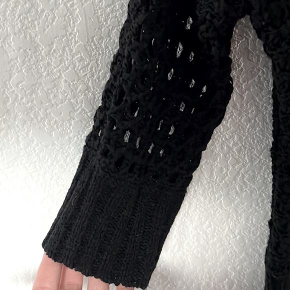 Calvin Klein Crochet Sweater Blouse Black Size Small Preowned - Picture 4 of 9